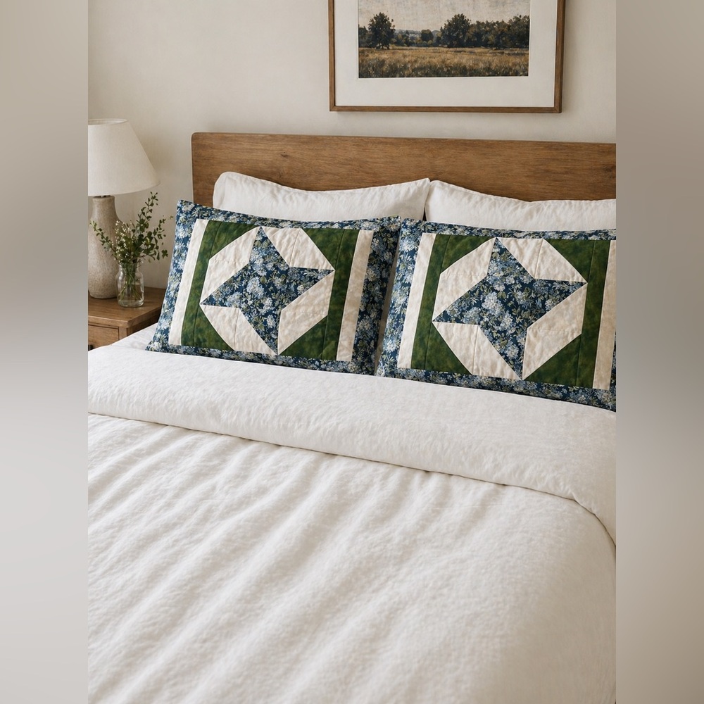 2 Large Vintage Floral Patchwork Quilt Pillowcases Shams Bedding Cottagecore